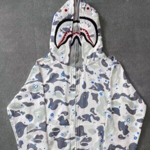 Brand new Bape double hooded shark head camouflage sweatshirt